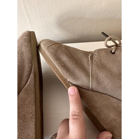 Toms Womens Desert Wedge Bootie Taupe Size 8 Lace Up Casual Heel Neutral Boho - Picture 6 of 8